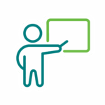 Stilistische Darstellung einer Person die einen Vortrag hält